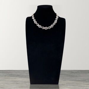 Vintage Crown Trifari Silver Tone Rope Link Choker Necklace Signed